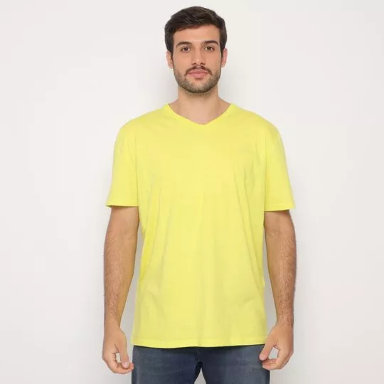 Camiseta Com Bordado- Amarela