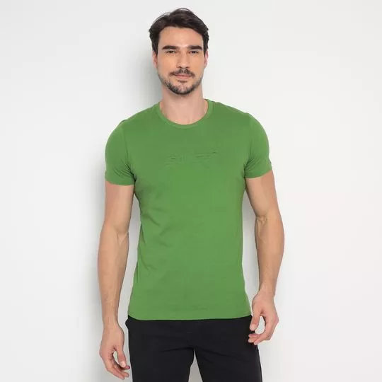 Camiseta Com Logo Em Relevo- Verde