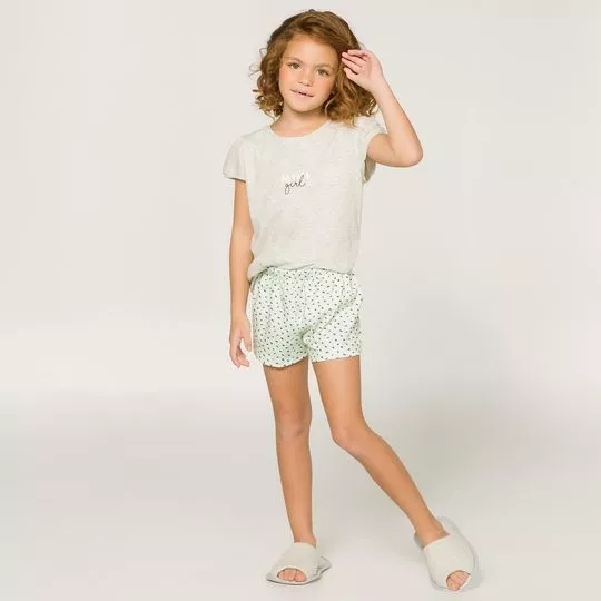 Pijama Com Recortes- Cinza & Verde Claro- Anna Kock Sleepwear
