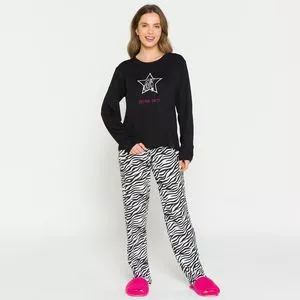 Pijama Com Recortes<BR>- Preto & Branco<BR>- Anna Kock Sleepwear