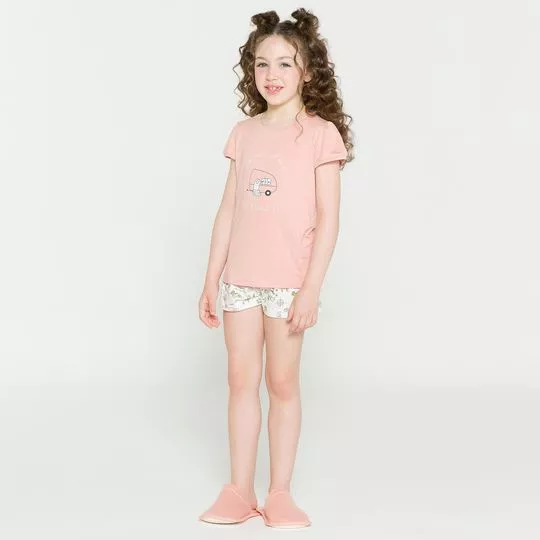 Pijama Com Inscrições- Rosa Claro & Branco- Anna Kock Sleepwear