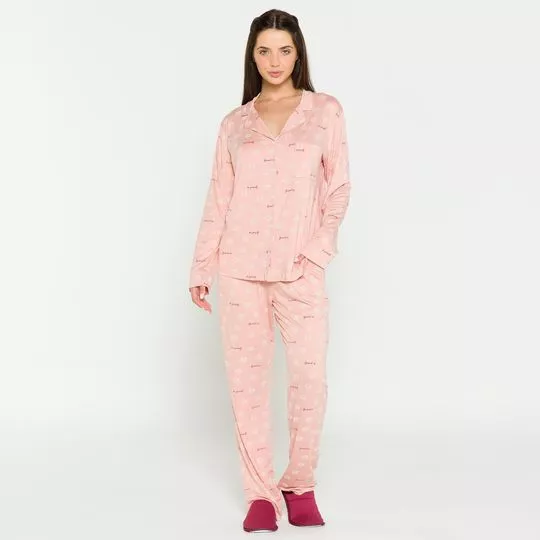 Pijama Be Yourself- Rosa Claro & Vermelho- Anna Kock Sleepwear