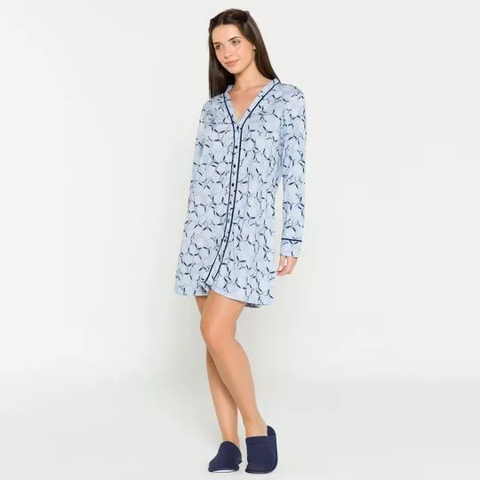Camisola Floral- Azul Claro & Azul Marinho- Anna Kock Sleepwear