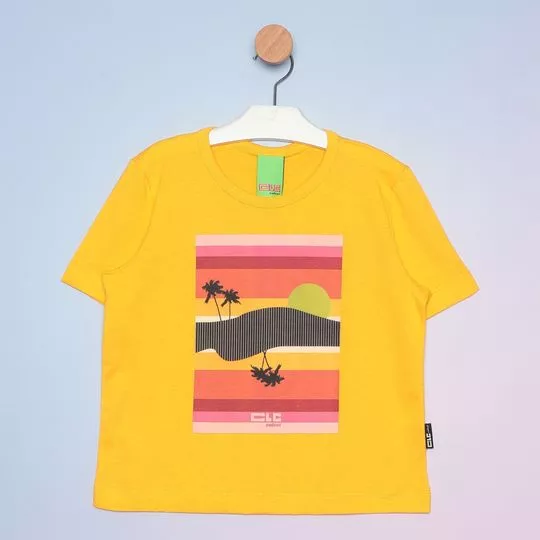 Camiseta Coqueiros- Amarela & Rosa- Colcci