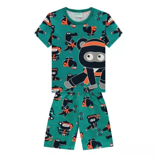 Pijama Ninja - Verde Escuro & Preto - Kyly