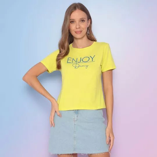 Camiseta Com Inscrição - Amarela & Azul - Dimy