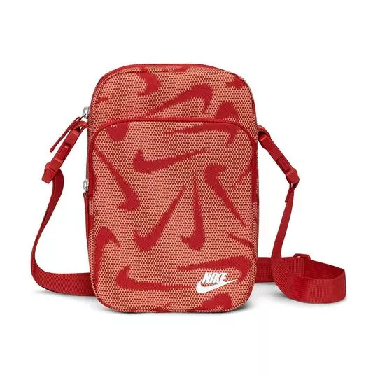 Bolsa Nike Heritage Crossbody Lent Swoosh - Vermelha & Branca - Nike