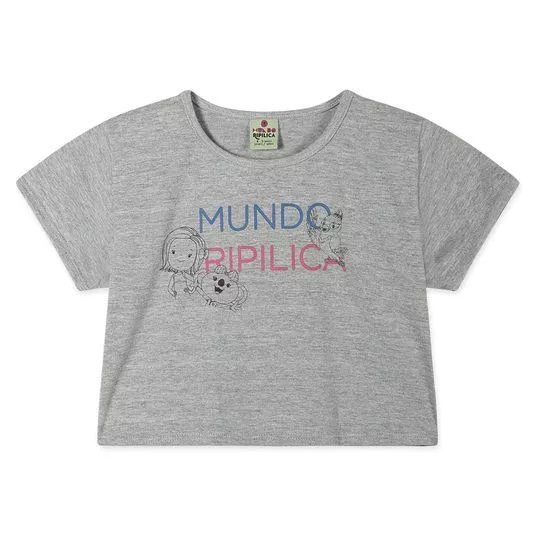 Cropped Mundo Ripilica®- Cinza & Rosa- LILICA RIPILICA & TIGOR