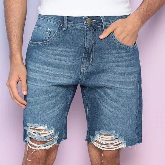 Bermuda Jeans Destroyed- Azul- Iódice