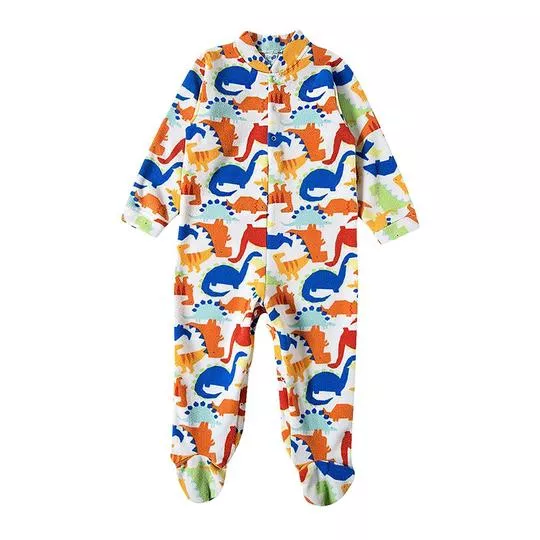 Pijama Dinossauros- Off White & Azul- Tip Top