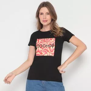 Camiseta Zoomp®<BR>- Preta & Coral