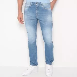 Calça Jeans Reta Estonada<BR>- Azul