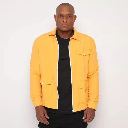 Jaqueta Com Bolsos- Amarela & Branca