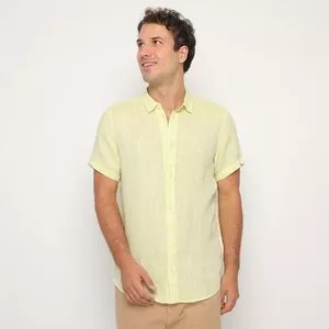 Camisa Em Linho<BR>- Verde Limão