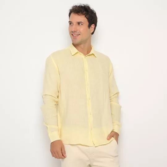 Camisa Em Linho- Amarelo Claro