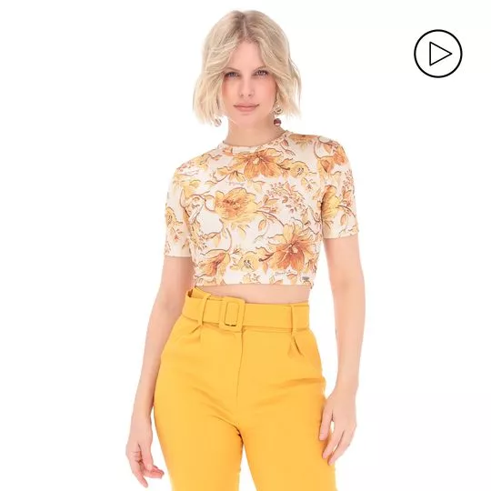 Cropped Floral- Amarelo