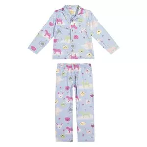 Pijama Bichinhos<BR>- Azul Claro & Pink