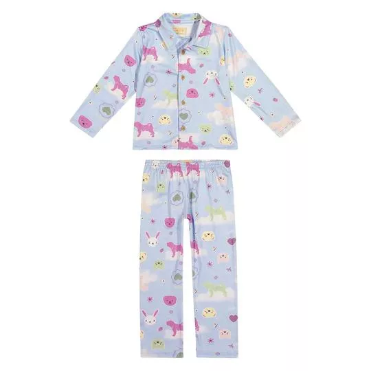 Pijama Bichinhos- Azul Claro & Pink