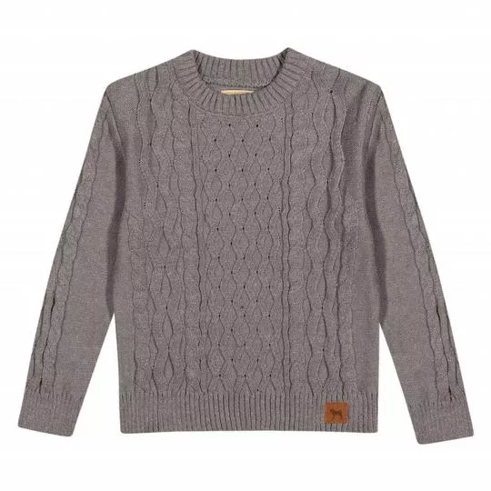 Suéter Em Tricô Texturizado- Cinza