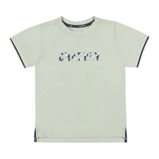 Camiseta Charpey® Em Piquê- Verde Claro & Azul Marinho