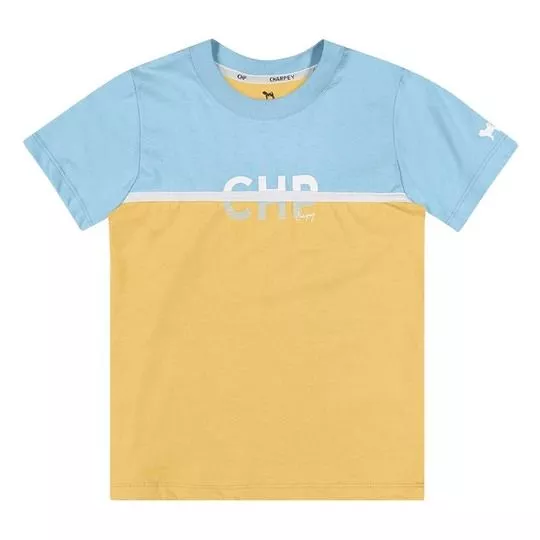 Camiseta Com Recortes- Azul Claro & Amarela