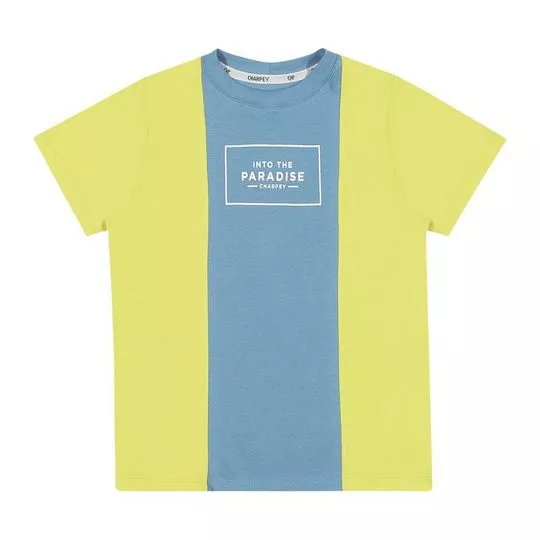 Camiseta Com Recortes- Verde Limão & Azul