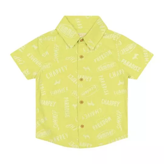 Camisa Com Inscrições- Verde Limão & Amarelo Claro