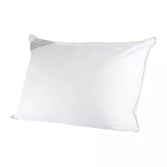Travesseiro Toque De Pluma- Branco & Dourado- 90x50cm- 233 Fios- Buddemeyer