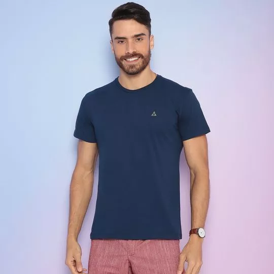 Camiseta Geométrica- Azul Marinho & Marrom