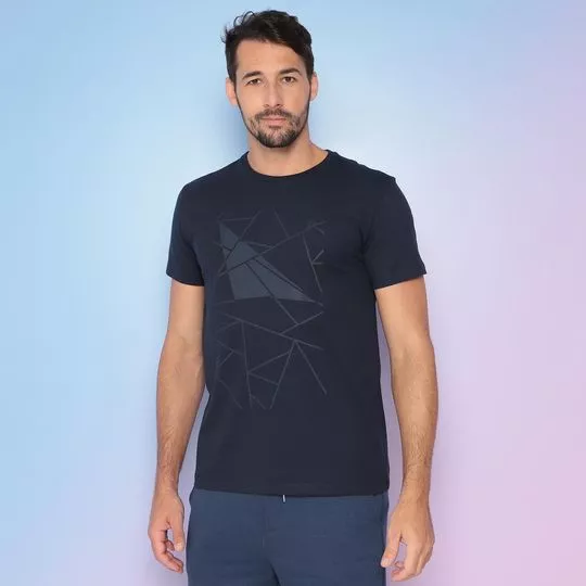 Camiseta Geométrica- Azul Marinho