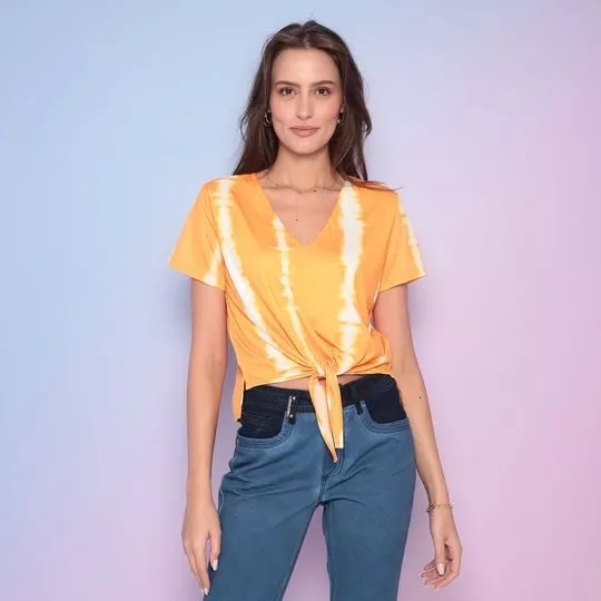 Blusa Tie Dye Com Amarração- Amarela & Off White- Lança Perfume