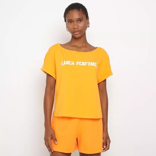 Camiseta Com Inscrições- Amarela & Branca- Lança Perfume