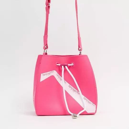 Bolsa Saco Com Inscrições- Rosa & Branca- 18x18,5x10cm- Lança Perfume