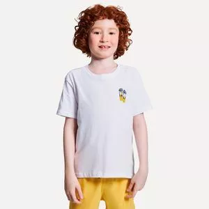 Camiseta Chinelo<BR>- Off White & Amarela