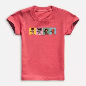 Camiseta Pássaros<br /> Coral & Vermelha