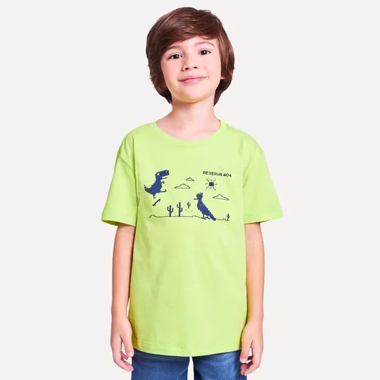 Camiseta Pixel - Verde Limão & Azul Marinho