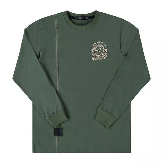 Camiseta Com Inscrições- Verde Escuro- Ioluig