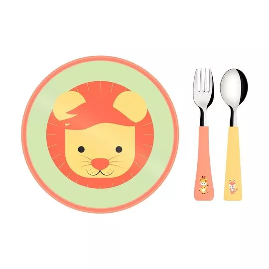 Jogo Para Alimentação Baby Friends- Inox & Amarelo- 3Pçs