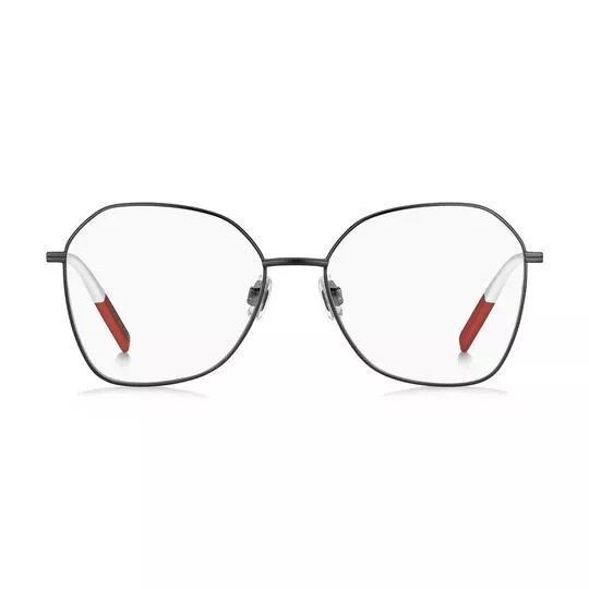 Armação Hexagonal Para Óculos De Grau- Preta & Branca- Tommy Hilfiger