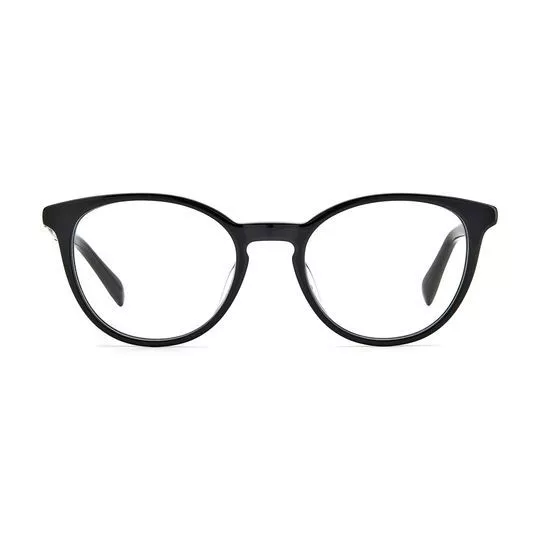 Armação Arredondada Para Óculos De Grau- Preta & Dourada- Pierre Cardin