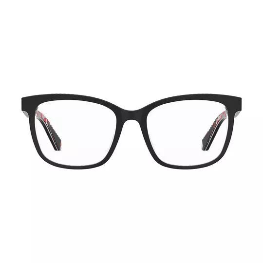 Armação Quadrada Para Óculos De Grau- Preta & Vermelha- Love Moschino