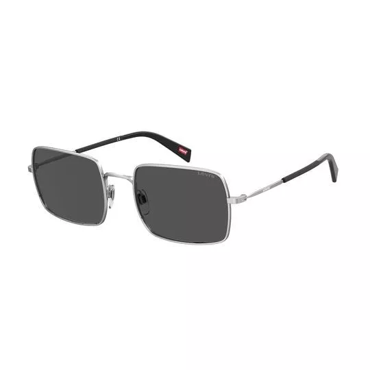 Óculos De Sol Quadrado- Prateado & Preto- Levi's