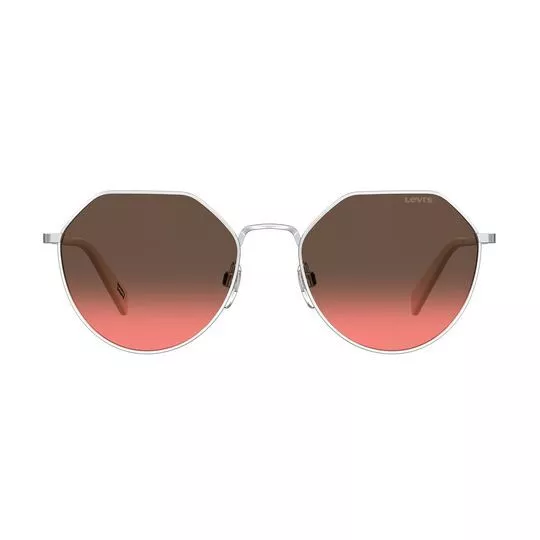 Óculos De Sol Geométrico- Prateado & Rosa- Levi's