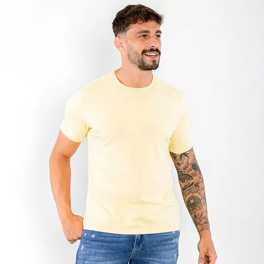 Camiseta Com Bordado- Amarela