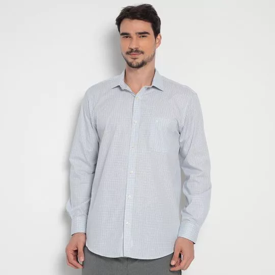 Camisa Classic Fit Com Recortes- Azul & Preta