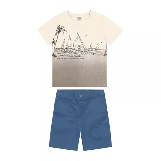 Conjunto De Camiseta Barcos & Bermuda- Cinza & Azul- Trick Nick