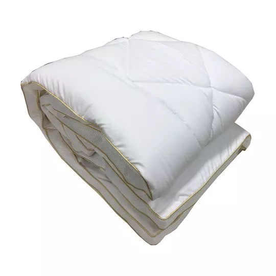 Pillow Top Toque De Pluma Solteiro- Branco & Bege- 4x88x188cm