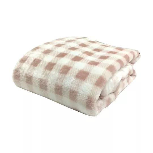 Cobertor Toque De Seda Infantil- Rosa & Off White- 90x110cm