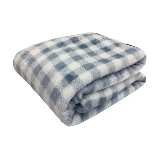 Cobertor Toque De Plumas Kids- Branco & Azul- 150x220cm