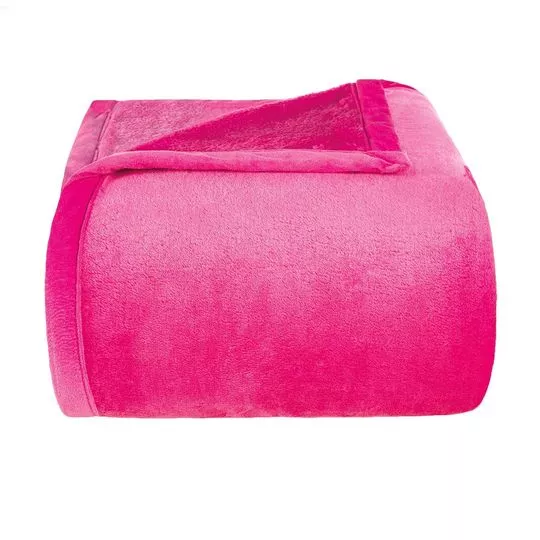 Cobertor Toque De Luxo Solteiro- Pink & Branco- 150x240cm- Europa